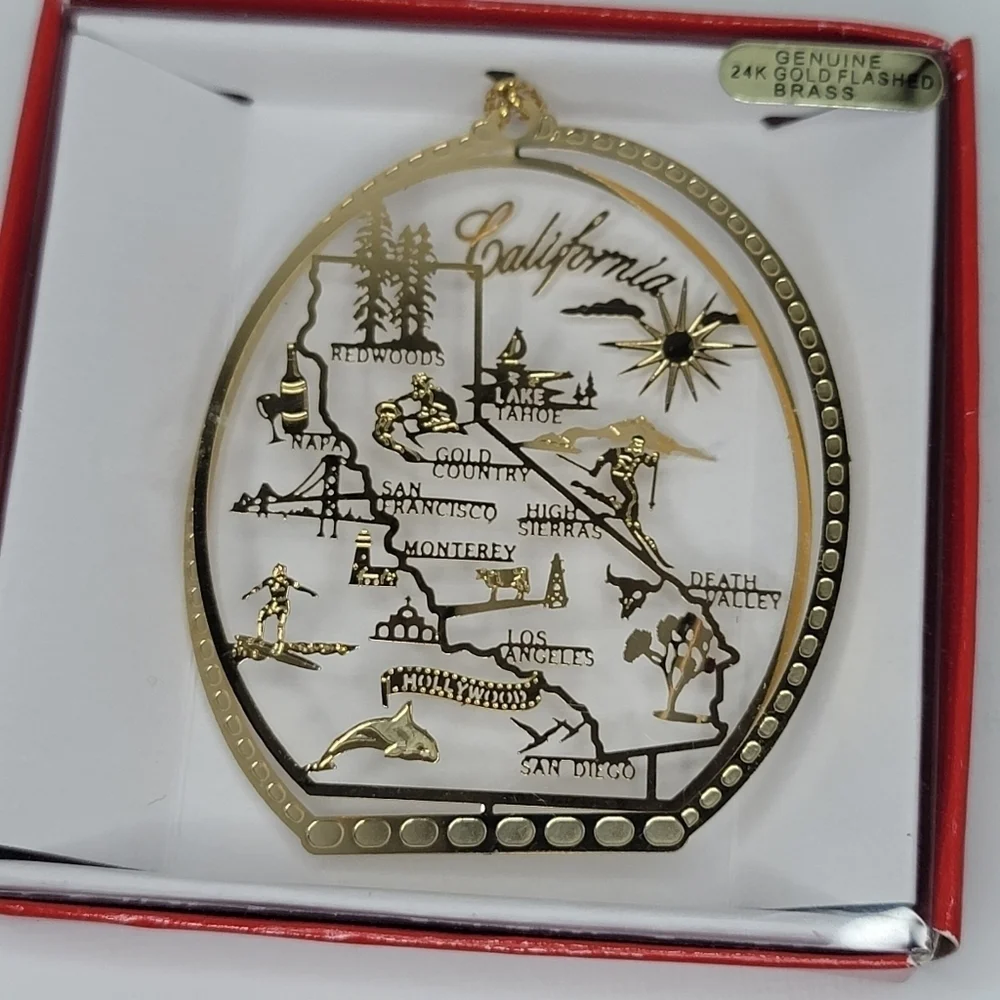 NIB CALIFORNIA Cities  24K Gold Finish Brass Ornament‎